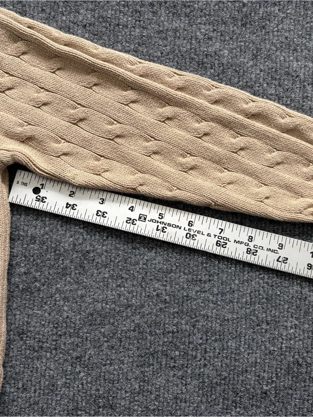 Polo Ralph Lauren Boys Size 5 Cable Knit Sweater Beige Tan Cotton Pony